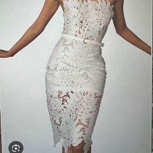 Andres Otalora White Lace boned Strapless Dress Brand New with tags Rio Guipure